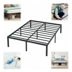 Base DE Cama Metal Matrimonial Negro Alta 36cm Almacenamiento Plegable 190 cm x 136 cm Soporte Recamara Resistente Desmontar Fácil Transportar Silencioso