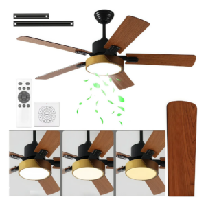 Lampara Ventilador Silencioso 5 Aspas Para Interior/exterior